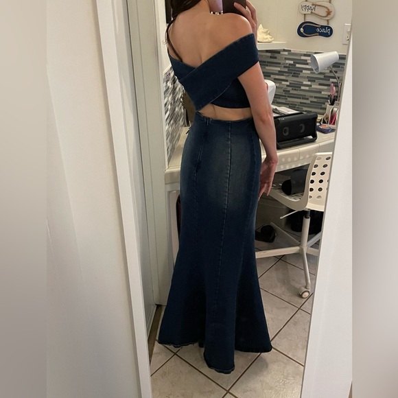 Off-Shoulder Denim Maxi Dress - Picture 2 of 2